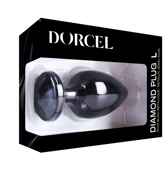 Металева анальна пробка з кристалом Dorcel Diamond Plug Black L SO7810 фото