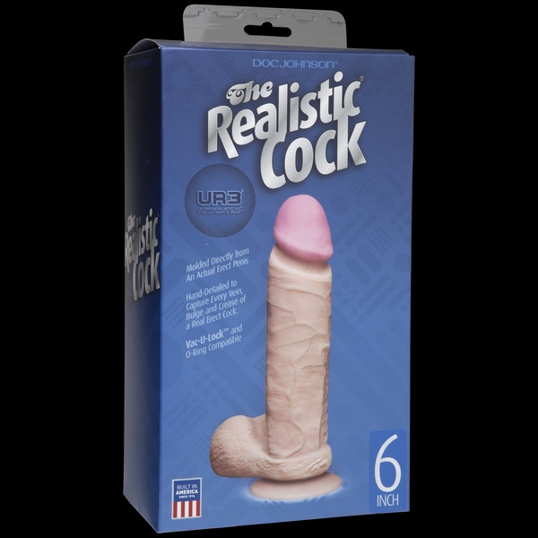 Фалоімітатор Doc Johnson The Realistic Cock 6 inch White – ULTRASKYN, Vack-U-Lock, діаметр 4,3 см SO1550 фото