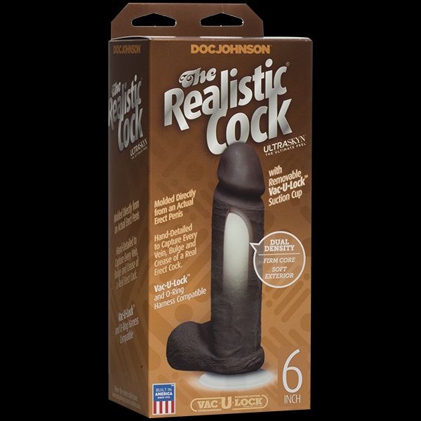 Фалоімітатор Doc Johnson The Realistic Cock 6 inch Black - ULTRASKYN, Vac-U-Lock, діаметр 4,3 см SO2790 фото