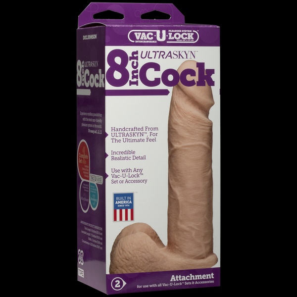 Фалоімітатор Doc Johnson Vac-U-Lock - 8 Inch ULTRASKYN Cock White, діаметр 5,1 см SO1561 фото