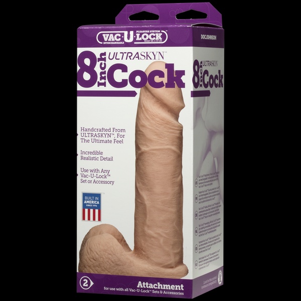 Фалоімітатор Doc Johnson Vac-U-Lock - 8 Inch ULTRASKYN Cock White, діаметр 5,1 см SO1561 фото